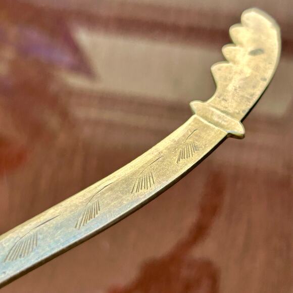 Antique Etched Brass Letter Opener Vintage Desk Accessory - Picture 3 of 8